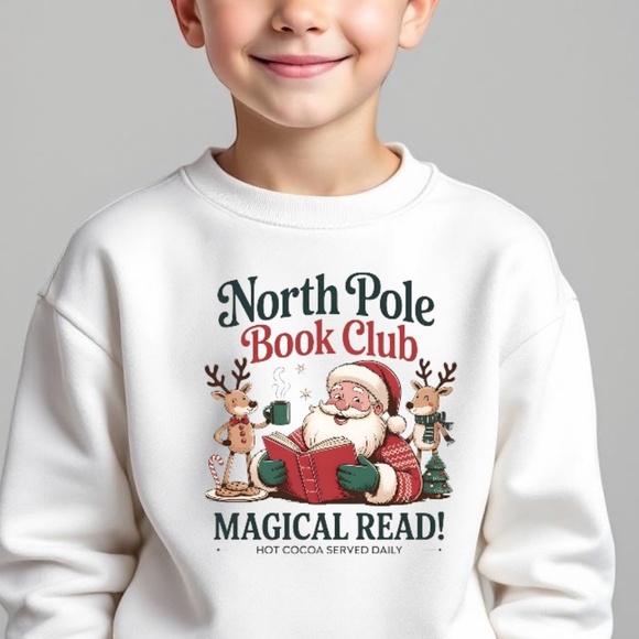 North Pole Book Club T-shirt long sleeve Boy or Girl 2 3 4 5 6 7 8 10 S-XL read - Picture 5 of 9